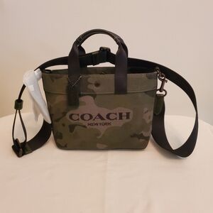 COACH Canvas Camouflage, Natural Pebble Leather Stylish Men's Bag